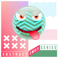 Abstract Cute Angry Emoji with Tongue