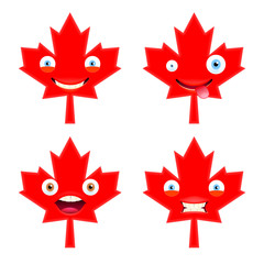 Canada Day Emojis. Set of Maple Emoticons