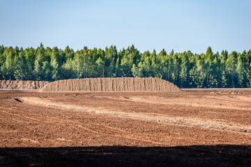 bog and the field on which the production is carried out in black peat mining