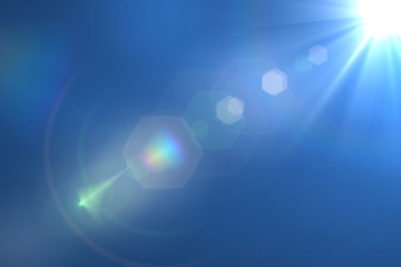 sunburst with Lens flare light over black background. Easy to add overlay or screen filter over photo