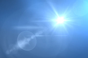 sunburst with Lens flare light over black background. Easy to add overlay or screen filter over...