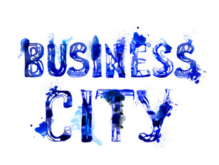 Business city sign. Watercolour textured collection.
