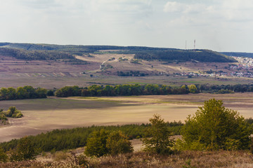 Fototapeta na wymiar Nature village landscape with suntrap