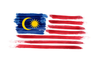 Grunge watercolored Flag of Malaysia.