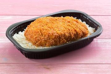 fried pork topped on rice  (tonkatsu)