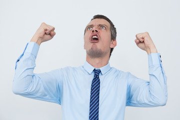 Man protesting against law about entrepreneurship