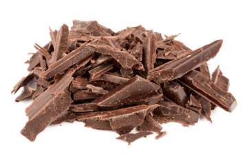 Dark chocolate on a white background