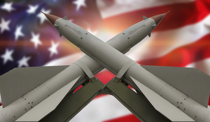 Weapons of mass destruction. Missiles with warheads, stands to the top, ready to launch. Nuclear...