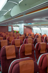 the empty seats in an airplane