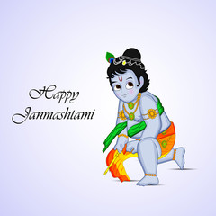 illustration of hindu festival Janmashtami background. Janmashtami is a hindu festival celebrated on the occasion of Hindu God Krishna.