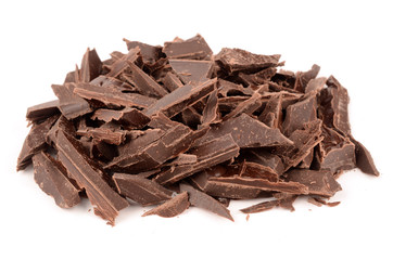 Dark chocolate on a white background