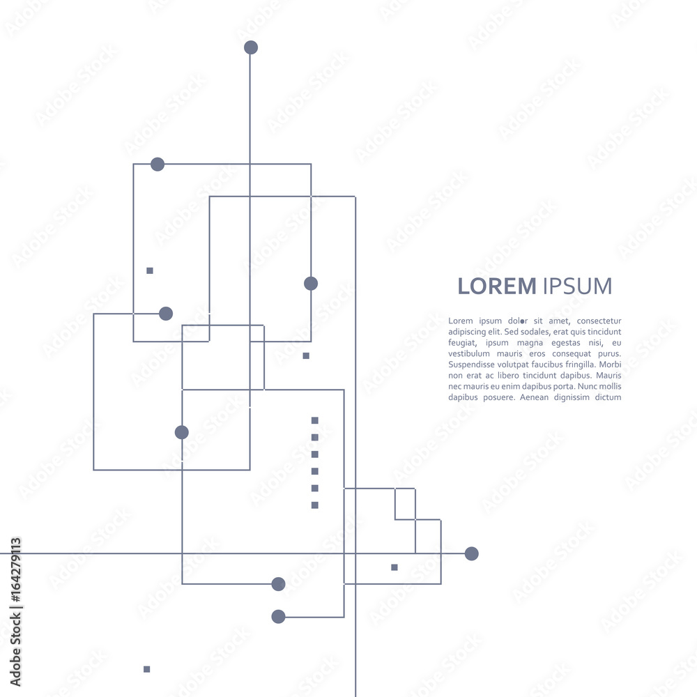 Aufkleber Wireframe element with abstract figure. Connected lines and dots. Vector Illustration