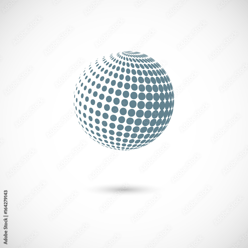 Poster vector abstract dotted halftone planet