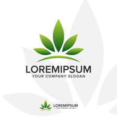 leaf crown logo. Landscaping Leaf nature logo design concept tem