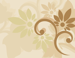 brown background with swirls floral