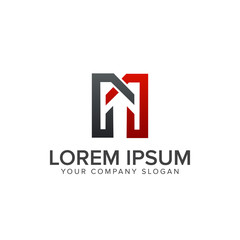 letter m with arrow logo design concept template