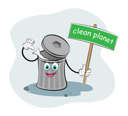 Vector illustration of litter bins.
