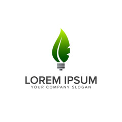 leaf bulb logo design concept template