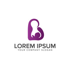 mom and baby. baby care logo design concept template