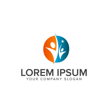 successful people Logos. partnership support logo design concept template