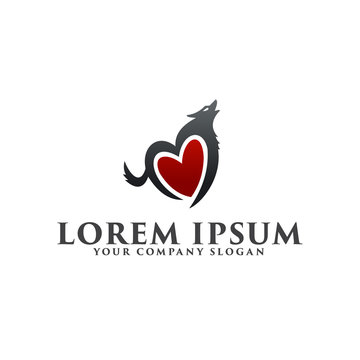 love wolf logo design concept template