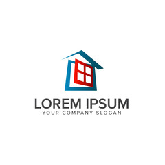 Fototapeta premium window house logo. Real estate logo design concept template