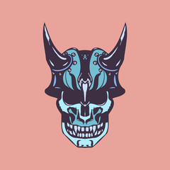 monster skull retro cartoon vector illustration design