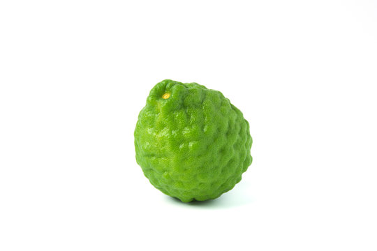 Kaffir Lime or Bergamot on white background. 