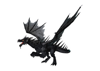 Fototapeta premium 3D Rendering Black Dragon on White