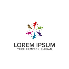 teamwork partnership people logo. education logo design concept