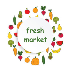 Banner with colorful fruits and vegetables