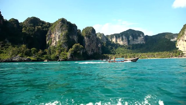 View from the floating boat. Krabi, Thailand