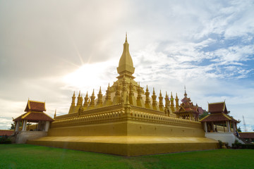 Beautiful Architecture at Pha That Luang,Vientiane, Laos. Pha That Luang is a gold-covered large Buddhist stupa and be the most important national monument in Laos.