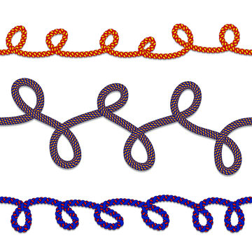 Horizontal seamless  rope  pattern, vector rope brushes