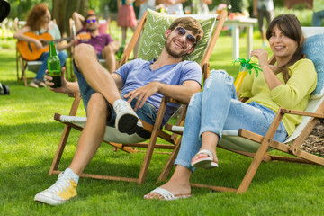 Couple on bbq party