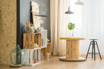 DIY furniture in eco cafe