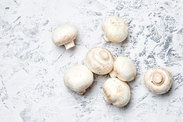 Champignon on a light background. Fresh champignons on a  background