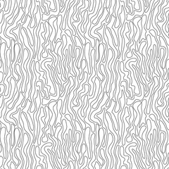Seamless abstract vector pattern. Black-and-white drawing. Thin black wavy line on a white background.