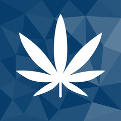 Marihuana - Icon mit geometrischem Hintergrund blau
