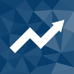 Pfeil steigt - Finanzen - Icon mit geometrischem Hintergrund blau