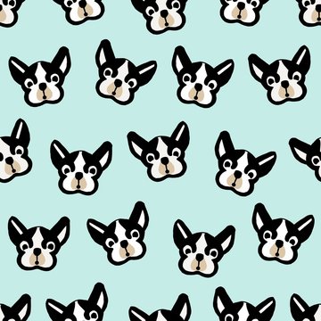 Dog Pug Seamless Vector Pattern