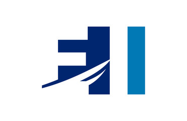 EI Negative Space Square Swoosh Letter logo