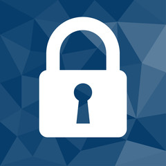 Schloss - Datenschutz - Icon mit geometrischem Hintergrund blau