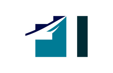 FI Negative Space Square Swoosh Letter logo