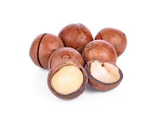 Macadamia nut on white background