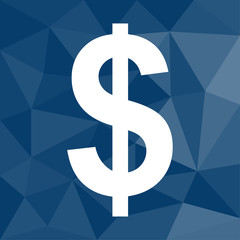 Fototapeta premium US-Dollar - Icon mit geometrischem Hintergrund blau