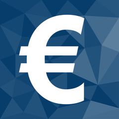 Euro - Währung - Icon mit geometrischem Hintergrund blau