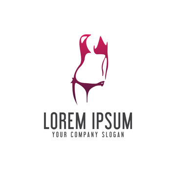 Underwear Woman Logo Design Concept Template