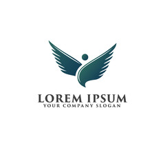 bird wing logo. stand posotion, logo design concept template