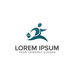 businessman running logo design concept template
